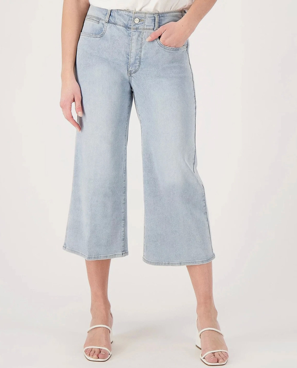 NYDJ Womens Major Wide Leg Capri Jeans 18W PETITE Daybreak Light Blue NWT
